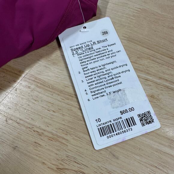 Lululemon Speed Up Low-Rise Lined Short 2.5" Magenta Purple Women's Size 10 NWT - Picture 8 of 12